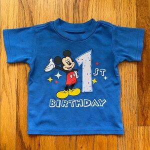 Disney Blue Mickey Mouse 1st Birthday Tee